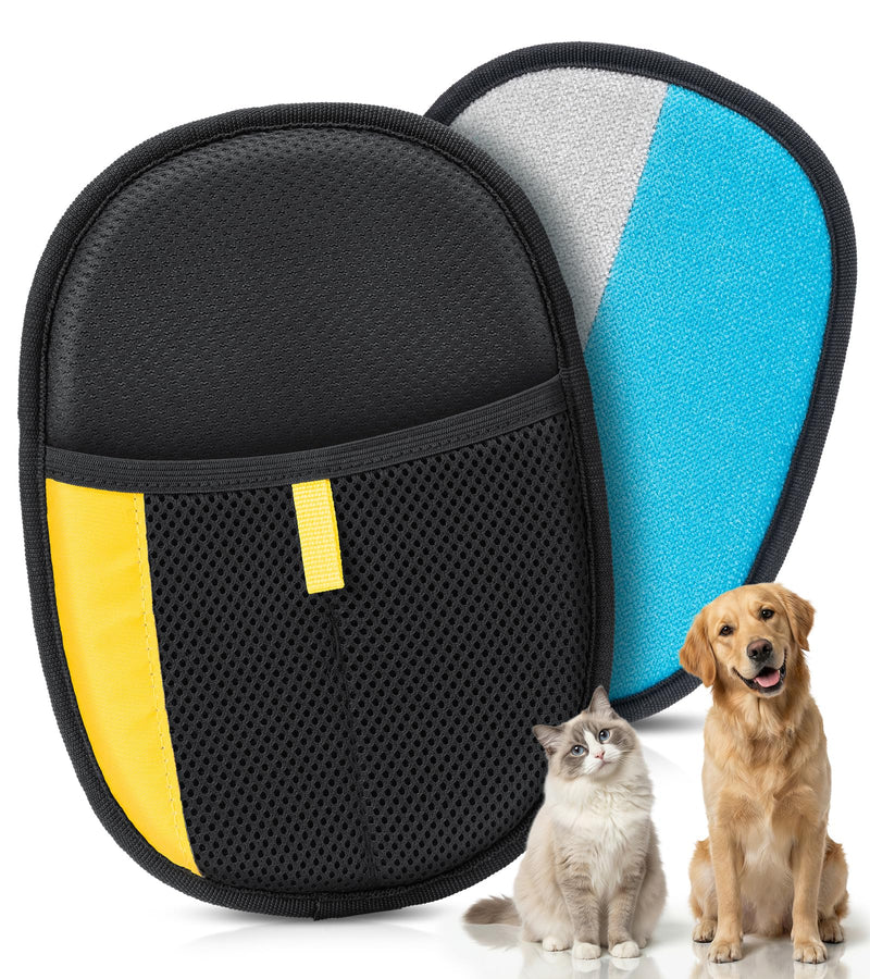Pet Hair Removal Glove for Dogs & Cats - Upgraded Reusable Electrostatic Pet Hair Glove, Pet Hair Remover Tool for Laundry, Couch, Carpet & Car Seat, Gentle Grooming Mitt Balck/Blue - PawsPlanet Australia