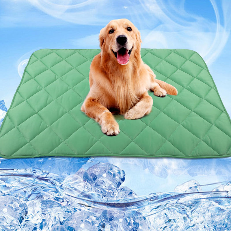 Cooling Blanket for Dogs, Dog Cooling Mat & Bed - Lightweight, Durable & Breathable Pet Throw for Couch, Sofa, Car and Furniture Protector, Reversible Design, Easy to Clean, 28"x40", Green M - PawsPlanet Australia