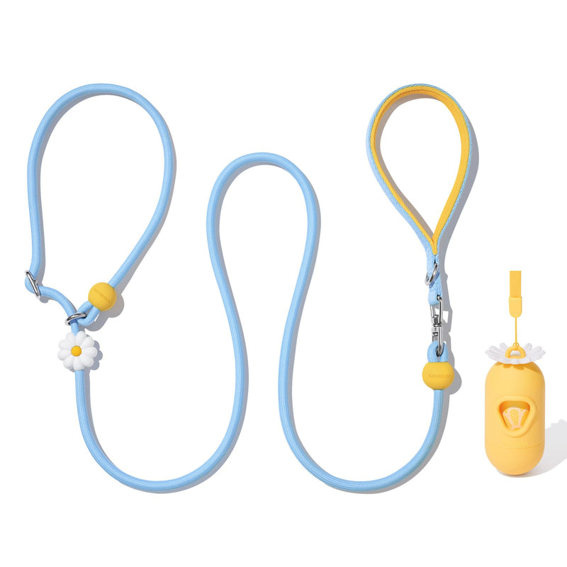 VETRESKA Tangle-Free Dog Leash, 6FT Rope Leash for Small Medium Dogs, Explosion-Proof, Shockproof Handle Dog Leashes for Walking, No Pull Leashes with Bag Dispenser, 2 in 1 Walk Kit (Daisy) Daisy Blue