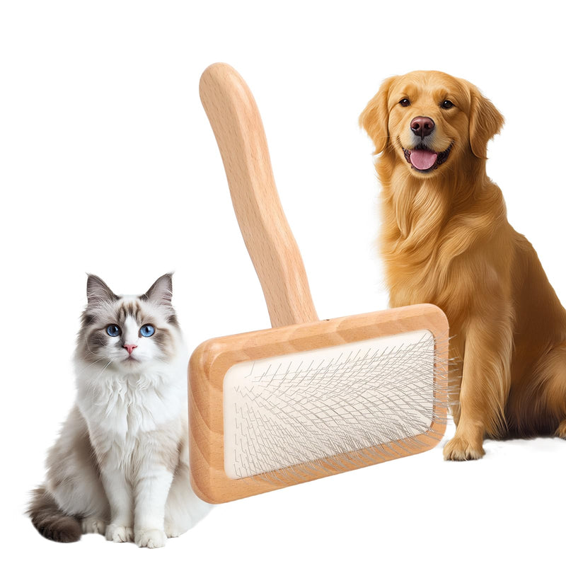 Slicker Brush for Dogs and Cats, Grooming Brush for Long & Short Hair Dogs - Gently Reduce Shedding, Remove Loose Hair, Tangles & Mats, with Coated Bristles, Ergonomic Handle - PawsPlanet Australia