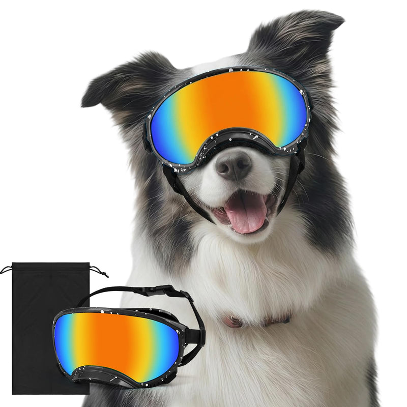 Dog Goggles for Medium Breed, Windproof Dustproof Anti-UV Sunglasses with Adjustable Strap & Soft Frame, Lightweight Breathable Design for Running Hiking Beach Outdoor Activities (Black) Black - PawsPlanet Australia