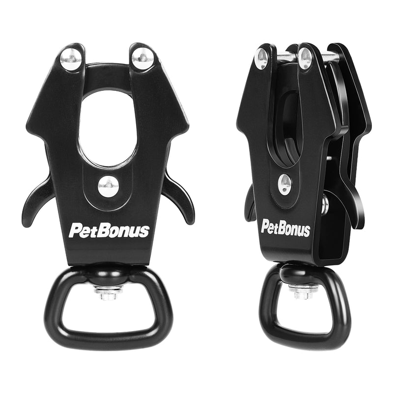 PetBonus 2 Pcs Frog Clip Dog Leash Clasp, 360 Degree Swivel Quick Release Metal Carabiner, Heavy Duty Safety Lead Connector for Linking Pet Collar Dog Harness - PawsPlanet Australia