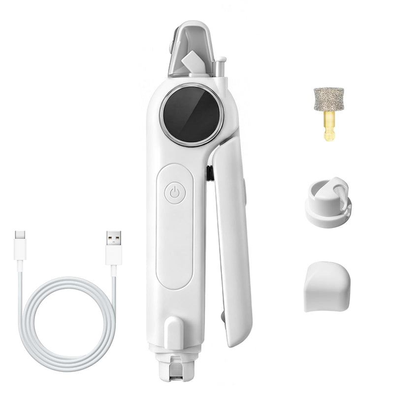 2-in-1 Dog and Cat Nail Grinder and Clipper - 3-Speed Adjustable Electric with Manual Head, Quiet Motor and LED Light for Safe Trimming, Professional Grooming Tool for All Pets