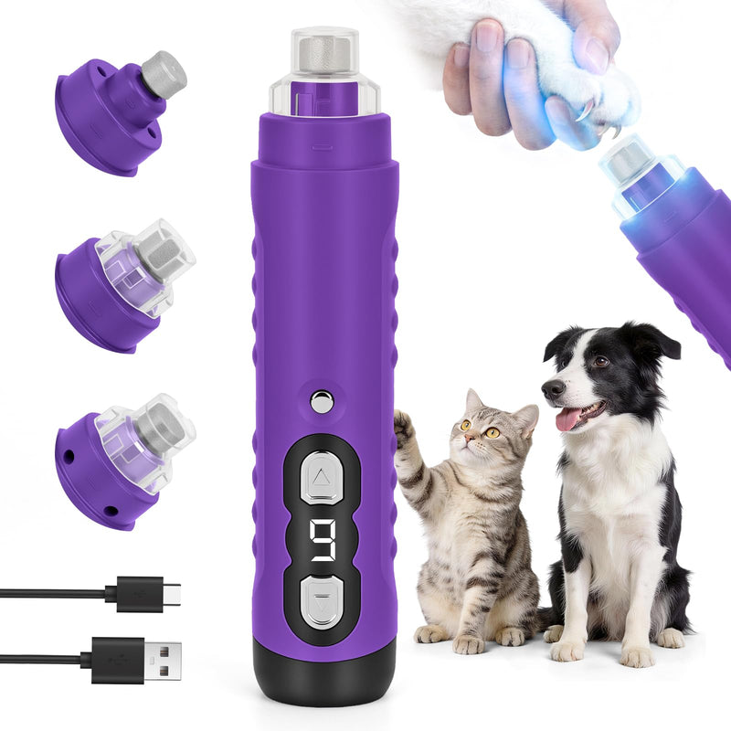 Best Dog Nail Grinder 2026 New 9-Speed Professional Quiet Painless Electric Drill Trimmers for Large Medium Dogs with Quick Sensor Guard, 2 LED Lights, 2000mAh USB Rechargeable - PawsPlanet Australia