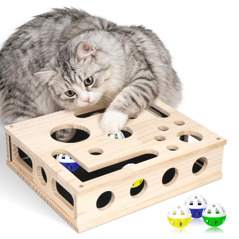 Cat Scratch Puzzle Enrichment Box, Maze Cat Nail File Scratcher & Built-in Sandpaper, Wooden Cat Nail File Enrichment Box, Stress-Free Alternative to Trimming Your Nails