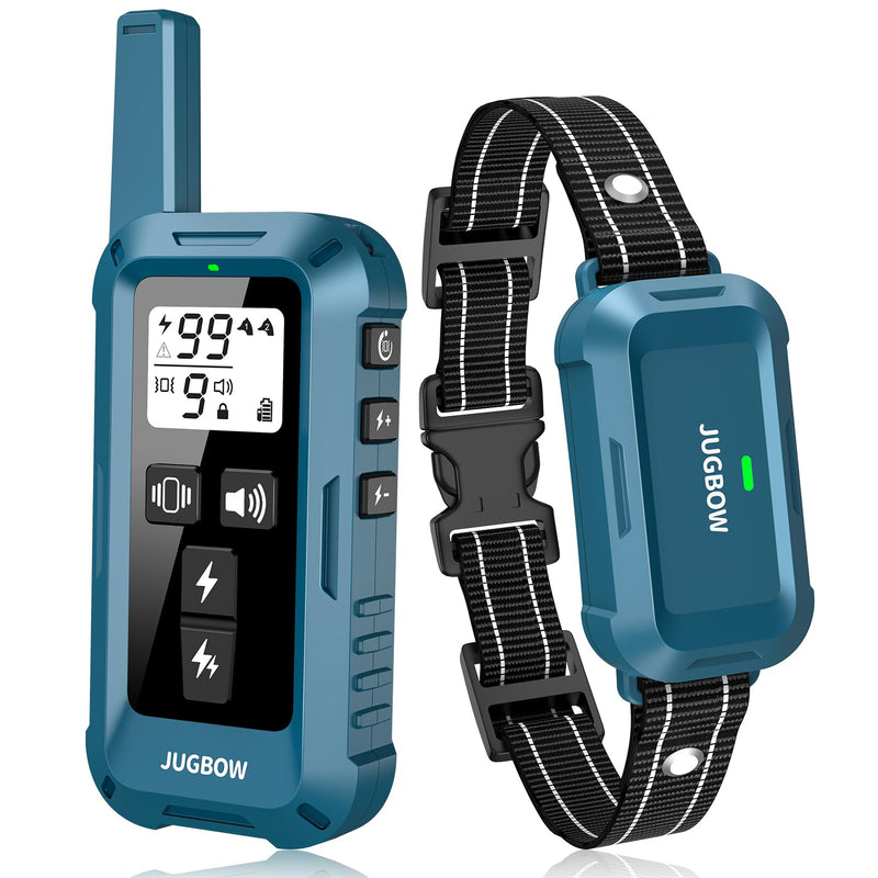 Jugbow Dog Shock Collar - 4200FT Dog Training Collar with Remote, IPX8 Waterproof Electric Collar with 4 Training Modes, Security Lock, Rechargeable e-Collar for Dogs 10-120lbs Blue - PawsPlanet Australia