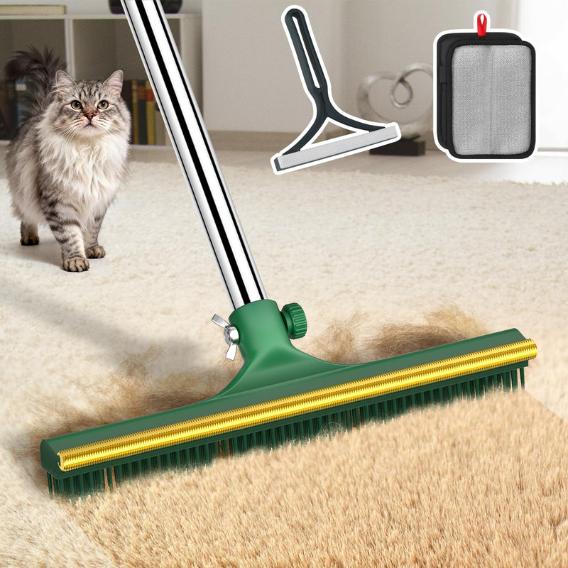 Carpet Rake for Pet Hair Removal, 60’’ Dual-Side Pet Hair Removal Tool with Adjustable Handle, 3 in 1 Reusable Lint Remover Dog Cat Fur Remover Broom for Rugs, Mats, Beds, Stairs, Couch