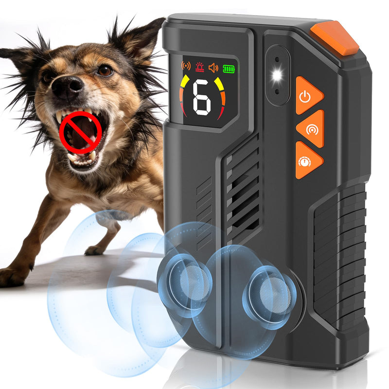2026 Anti Barking Device for Dogs, Automatic Ultrasonic Dog Bark Deterrent with AI Detection, 2 Enhanced Emitters, 4 Adjustable Modes, IPX6 Rechargeable Stop Barking Device for Indoor Outdoor Black