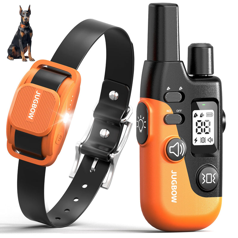 Jugbow Dog Shock Collar- 4200FT Dog Training Collar with Remote for 10-120lbs Small Medium Large Dog, IPX8-Waterproof Rechargeable E-Collar with LED Light Orange&Black