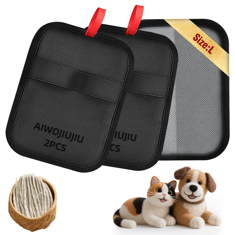 2 Pcs Pet Hair Removal Glove - Upgraded Electrostatic Pet Hair Remover Gloves for Cats & Dogs, Reusable & Washable Magic Brush Pet Hair Removal Tool (Black, L) Black - PawsPlanet Australia