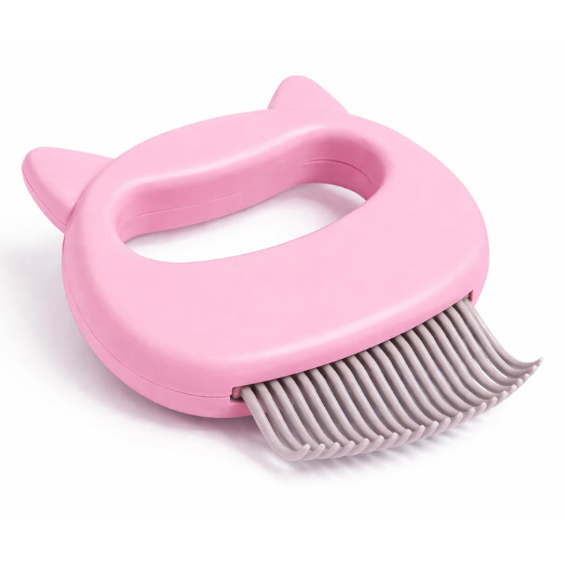 Pet Hair Removal Massage Shell Comb, Soft Deshedding & Dematting Grooming Brush for Dogs, Cats, Puppies & Rabbits – Removes Loose Fur & Mats, For Long & Short Hair (Pink) Pink
