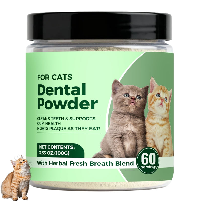 Dental Powder for Cats, Cat Dental Powder with Probiotics & Seaweed for Cats Teeth & Breath Support, 60-Day Supply (1) 1