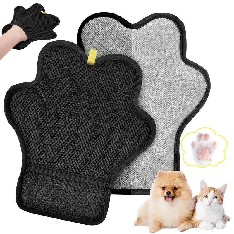 2PCS Pet Hair Removal Glove for Cats and Dogs,Upgrade Reusable Electrostatic Magic Brush Pet Hair Removal Grooming Gloves Tool for Furniture, Bed Sheets,Couch,Clothes,Carpet,Car Seat (2) 2 - PawsPlanet Australia