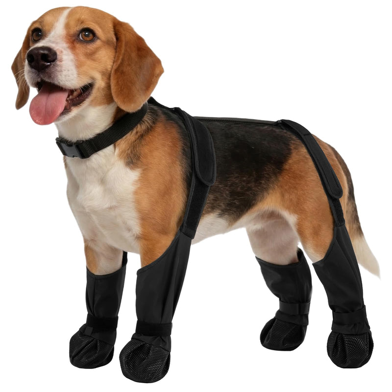 Waterproof Dog Shoes for Medium Dogs, Anti-Slip & Fall Dog Suspender Boots Adjustable Pet Shoes Paw Protector, All-Weather Outdoor Dogs Booties for Winter Snow Rain Hiking, Black M - PawsPlanet Australia