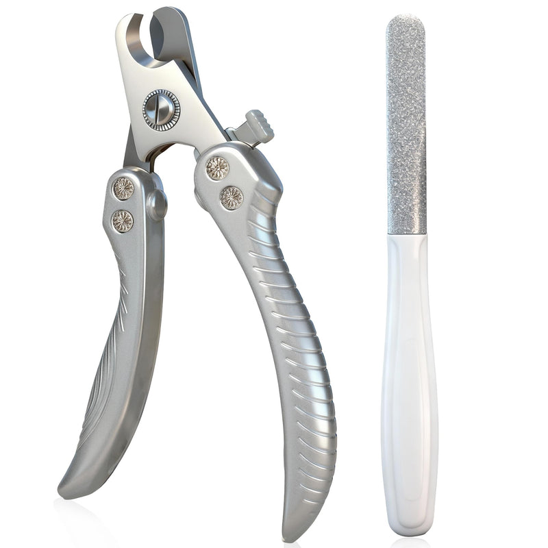 Dog Nail Clippers for Large Dogs, Heavy Duty Dog Nail Cutter, Extra Sharp Scissor for Meddium, Large and Extra Large Pets, with Dog Nail File Pearl Silver - PawsPlanet Australia