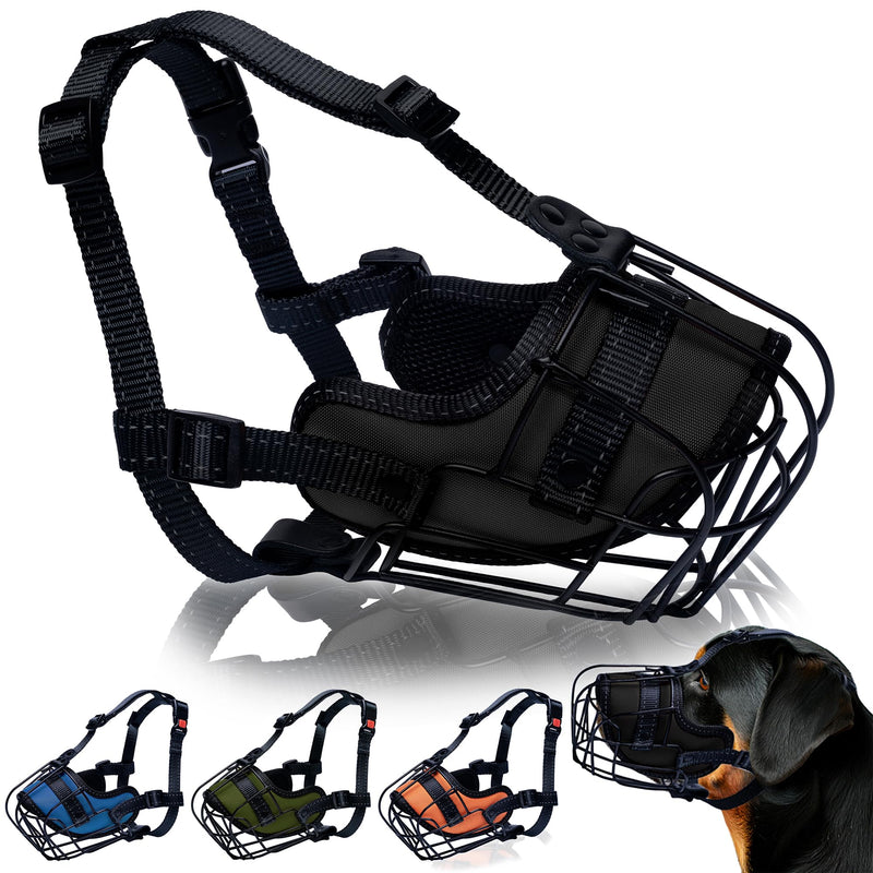 OOPSDOGGY Metal Dog Muzzle for Large Dog, Adjustable Brethable Wire Basket for Rottweiler to Prevent Biting Chewing (Black) Black