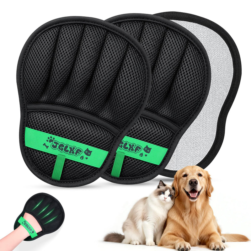 Upgraded Pet Hair Removal Glove for Dogs & Cats, Electrostatic Five-Finger Hair Remover for Furniture, Couch, Carpet, Clothing& Car Seat, 2Pcs Reusable Magic Brush Pet Hair Remover Tool (Black) Black2 - PawsPlanet Australia