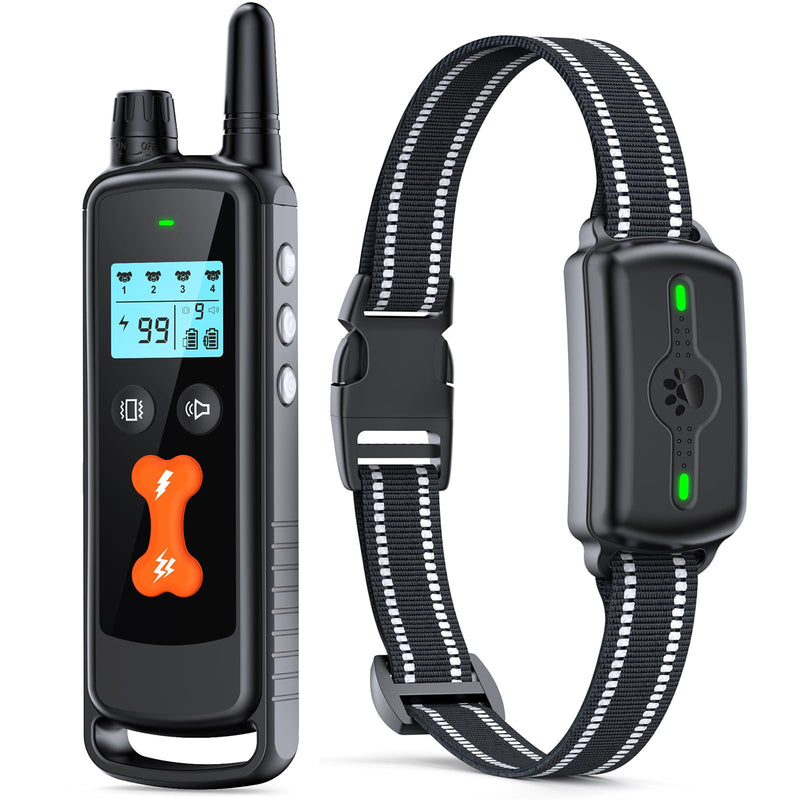 Dog Training Collar, Dog Shock Collar with Remote Control, Electric Shock Collar with 4 Training Modes, IP68 Waterproof Rechargeable e Collar for Large Medium Dogs with Beep Shock and Security Lock Black - PawsPlanet Australia