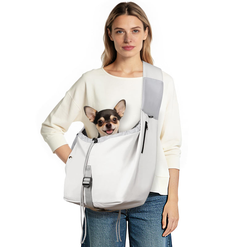 Dog Carrier Sling, Dog Carriers for Small Dogs & Cats with Pockets, Puppy Carrier Sling 15 lbs Machine Washable, Adjustable Shoulder Strap, Hands Free for Family Outdoor Use (Grey) Grey - PawsPlanet Australia