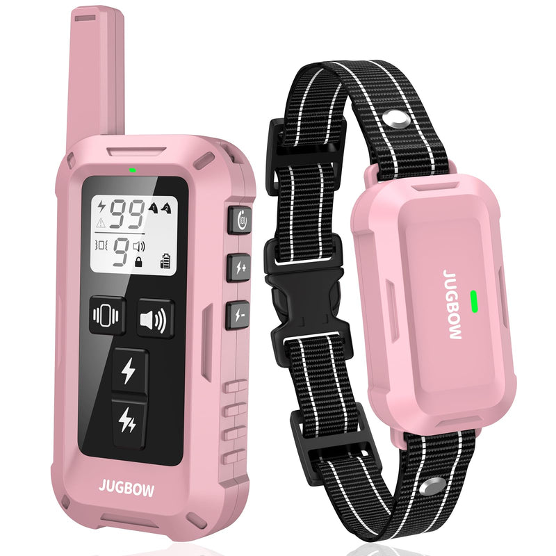 Jugbow Dog Shock Collar - 4200FT Dog Training Collar with Remote, IPX7 Waterproof Electric Collar with 4 Training Modes, Security Lock, Rechargeable e-Collar for Dogs 10-120lbs(Pink) - PawsPlanet Australia