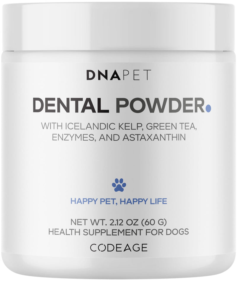 Dental Powder for Dogs – Canine Oral Care Supplement with Icelandic Kelp, Decaffeinated Green Tea, Enzyme Blend & Astaxanthin – Teeth, Mouth & Breath Powder for Dogs - Mint Flavour - 2.12 Oz