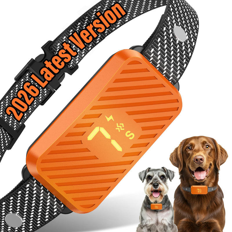 Dog Bark Collar for Large Medium Small Dogs, Effective No-Bark Collar, Smart Barking Collar, Rechargeable Bark Collar with 7-Level Sensitivity, 3 B & V Modes, Waterproof, Neon Orange - PawsPlanet Australia