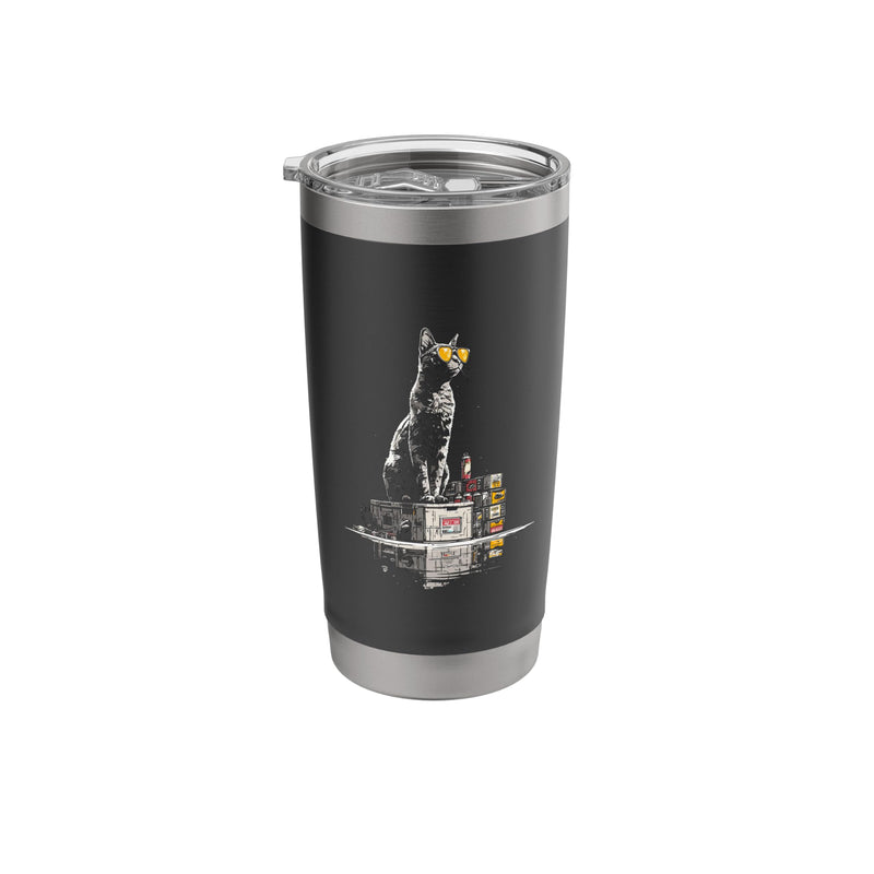 Cat Lover Pet Sunglasses Animal Artwork Cool Funny Stainless Steel Insulated Tumbler Black 20 Ounces - PawsPlanet Australia