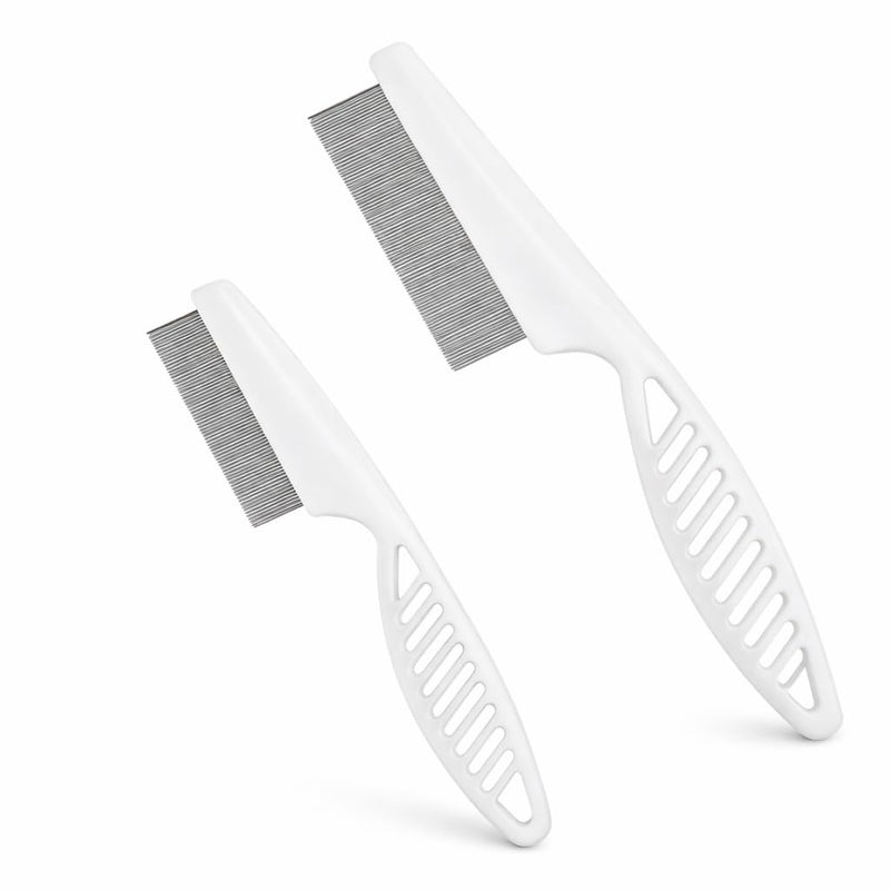 Flea Comb for Dogs and Cats, White, 2 Piece, Large and Small - PawsPlanet Australia
