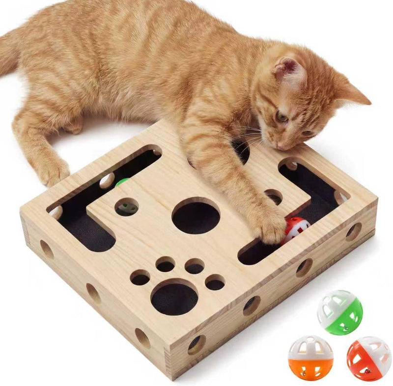Cat Nail File Box with Interactive Cat Toys – 2026 Cats Nail File Enrichment Box Scratch Puzzle Toy for Indoor Cats, Natural Claw Care & Enrichment Activity with 3 Bell Ball(Random Color) - PawsPlanet Australia