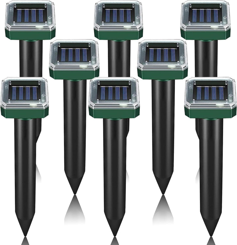 8 Pack Mole Repellent Solar Powered Sonic Mole Deterrent Spikes, Snake Gopher Vole Repellent for Lawn Garden & Yard Gopher Deterrent, Groundhog Repeller 8 Packs Green New - PawsPlanet Australia