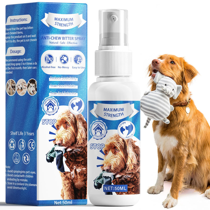 No Chew Spray for Dogs, Bitter Apple Spray for Dogs to Stop Chewing,50ML Natural&Safe Anti Chew Deterrent Spray, Alcohol-Free Effective Indoor/Outdoor Use, Protect Furniture Shoes&Household (Blue) - PawsPlanet Australia