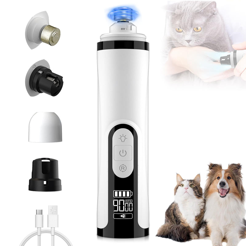 2026 Upgraded Silent Dog Nail Grinder, 3-Speed Powerful Electric Pet Nail Trimmer, Indoor cat Nail Trimmer,Rechargeable with 2 LED Lights/Grinding Wheels for Small, Medium, and Large Dogs and Cats - PawsPlanet Australia