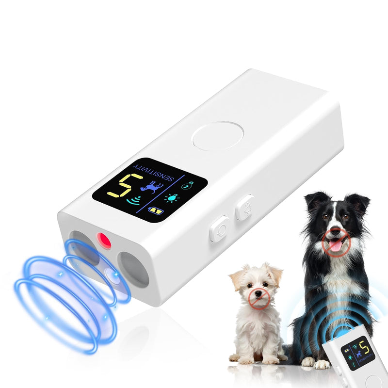Dog Bark Deterrent Devices,Multi-Functional Anti Barking Device for Dogs Up to 30 Ft Effective Control Range,3 Modes & LED Light Ultrasonic Dog Trainer,Safe for All Small & Medium Dogs white - PawsPlanet Australia
