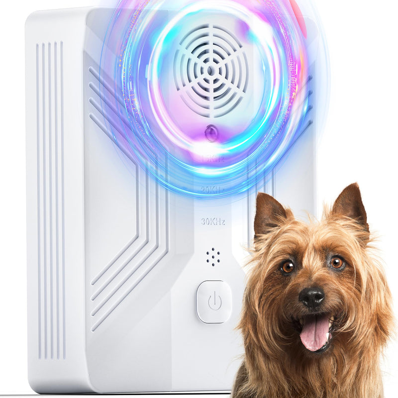 Anti Barking Device for Dogs, Rechargeable Ultrasonic Dog Barking Deterrent Devices with 3 Modes, 50Ft Waterproof Barking Dog Deterrent Bark Box for Outdoor & Indoor, Safe Barking Silencer for Dogs White