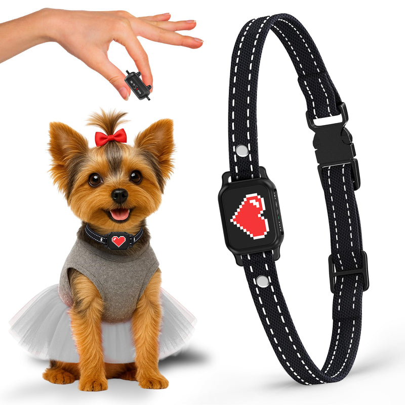 Bark Collar for Small Dogs 5-15 lbs with Magnetic Charging – No Shock, 3 Beep & Vibration Modes, 5 Sensitivity Levels – Humane Stop Anti-Barking Device – Dog Training Bark Collar (Black/Red Heart) Black/Red Heart - PawsPlanet Australia