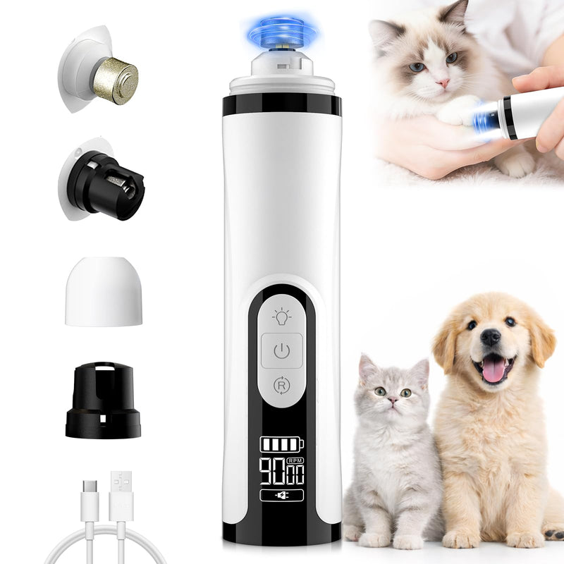 Upgraded Dog Nail Grinder-Silent Pet Nail Grinder, 3 Speed Gentle Dog Nail Trimmers & Dog Nail Clippers with Display, 2 LED & 3 Grinding Ports Ideal for Small/Medium/Large Dogs & Cats/Other Animals - PawsPlanet Australia