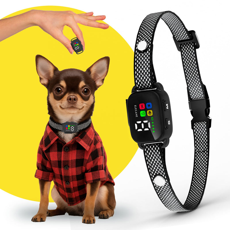 Tiny Bark Collar for Small Dogs 5-15 lbs and Puppies - No Shock Anti Barking Collar - Rechargeable Smart Collar for Dog Training with 7 Sensitivity Levels and 3 Beep&Vibration Modes (Black) Black - PawsPlanet Australia