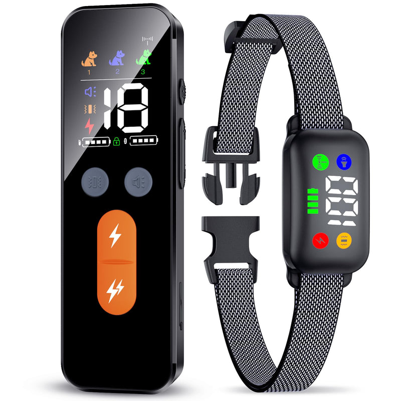 Shock Collar for Dogs, Rechargeble Dog Shock Collar with Remote Control for Medium Large Dogs 40-120lbs, IP68 Waterproof Dog Training Collar with Beep Vibration and Static Black