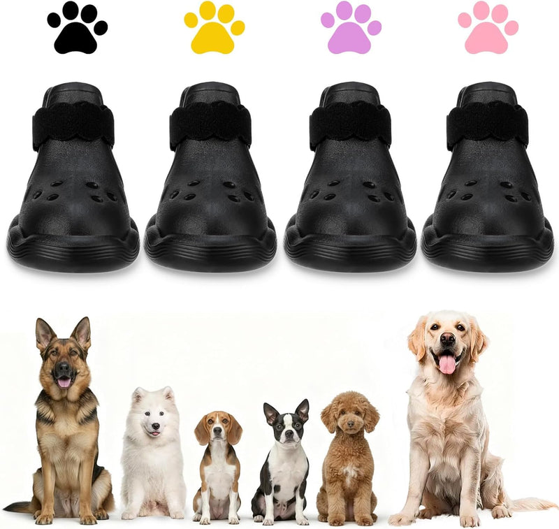 Dog Shoes for Hot Pavement & Snow - Waterproof, Non-Slip Dog Booties with Adjustable Straps. Breathable & Easy-Clean Paw Protectors, Easy ON/Off for Beach, Hiking All Seasons (Black, XS) Black - PawsPlanet Australia