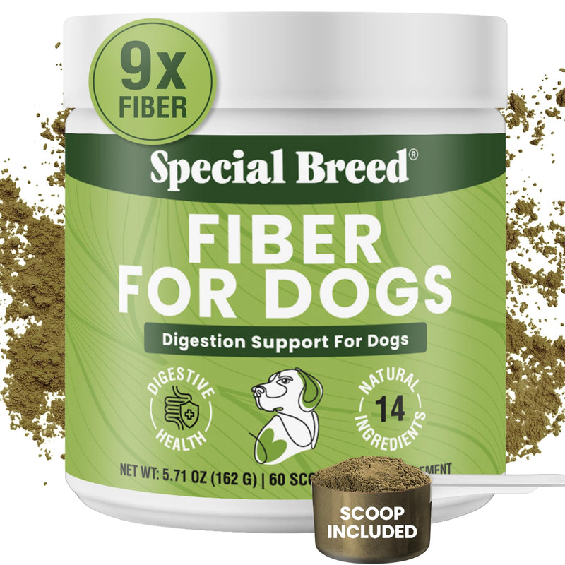 Fiber for Dogs – 9X Fiber Power - Digestive Supplement Powder with 14 Natural Ingredients – Supports Firm Stools & Gut Health Treatment– 60 Scoops