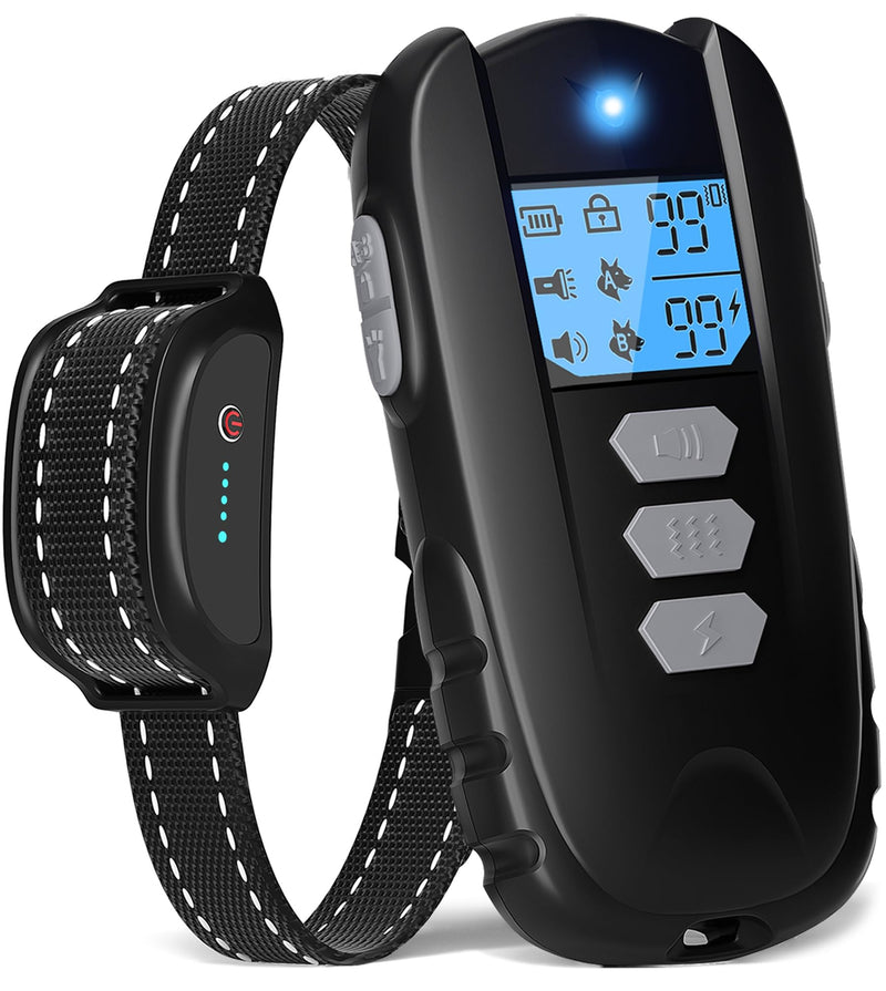 Dog Shock Collar with Remote Control – Shock Collar for Dogs 10–120 lbs, 2000FT Long Range IPX7 Waterproof Rechargeable Dog Training Collar with 4 Safe Modes Beep Vibration Shock & Flashlight BK Black - PawsPlanet Australia