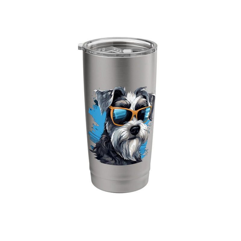 Schnauzer Dog Breed Pet with Sunglasses Cute Graphic Stainless Steel Insulated Tumbler Brushed Steel 20 Ounces