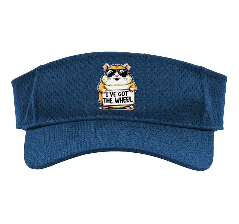 Funny Hamster Joke Hammy Cute Pet Wheel Wearing Sunglasses Sport Sun Visor Youth Navy Blue One Size