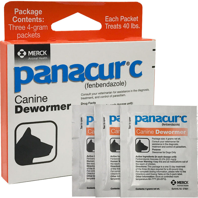 Panacur C Canine Dewormer (Fenbendazole), 4 Gram, 3 Count (Pack of 1), Red