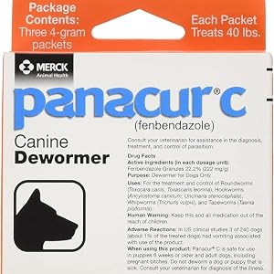 Panacur C Canine Dewormer (Fenbendazole), 4 Gram, 3 Count (Pack of 1), Red