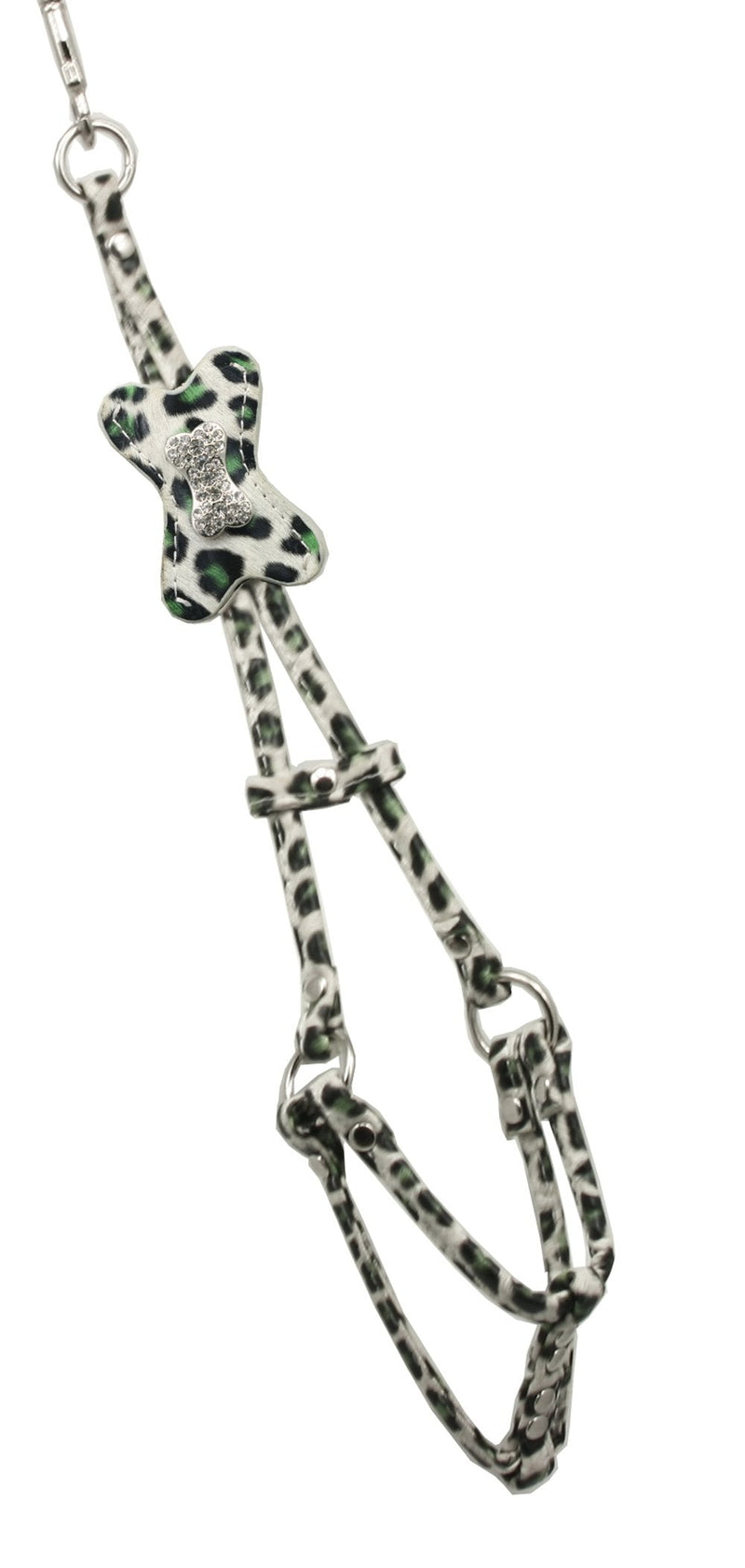Hip Doggie GreenSnowLeopard Charm Step-In Harness S