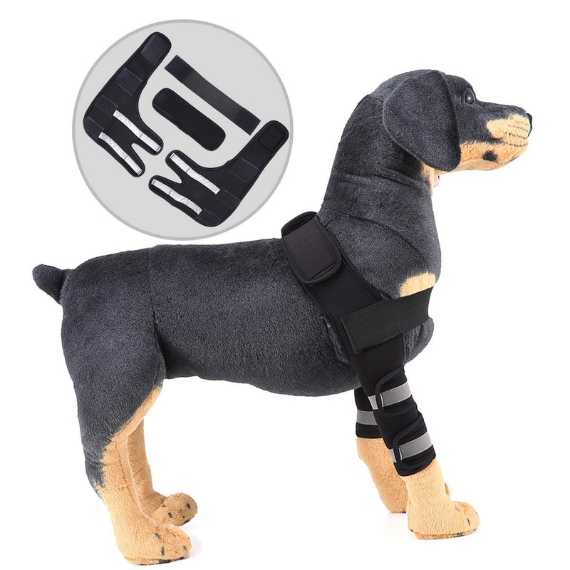 smalllee_lucky_store Shoulder bandage for dogs, reflective, elbow protection for carpus joint, bandage compression wrap, sprains arthritis injuries, sports protection, neoprene, black, S