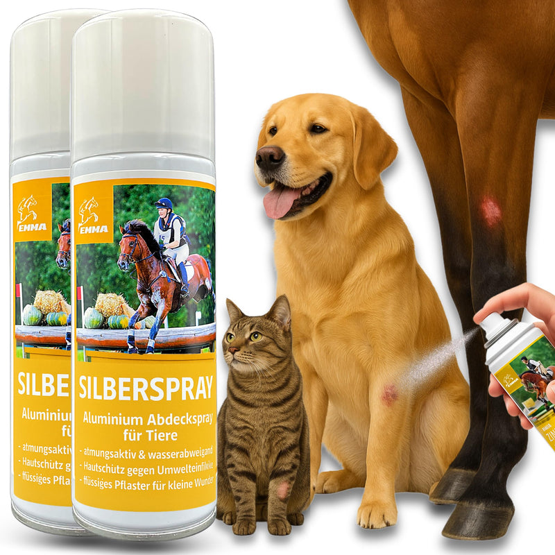 EMMA Wound Silver Spray for Dog Cat Horse 2 x 0.2 L Spray Plaster for Wound Protection - Silver Spray Wound Care for Eczema Mauke Itching - Wound Spray Dog & Cat - Protective Film for Irritated Skin