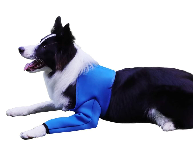 Dog Recovery Suit, Cone Collar Alternative, Abrasion-Resistant Dog Recovery Cover, Pet Wounds Prevent Licking, Bite, Wet and Infection, Washable and Waterproof (Blue, S) blue