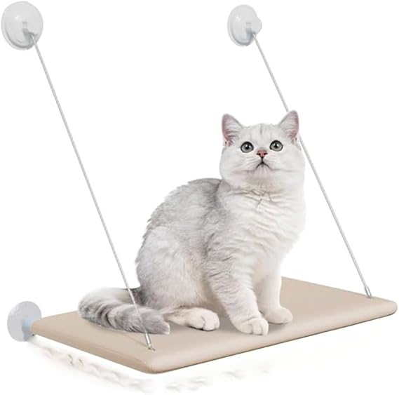 DICLLY Window cat hammock for cats up to 25 kg, cat hammock for large cats indoors, reinforced cat window seat with strong suction cup, 54 x 30 cm, window sill lounger cat - washable - PawsPlanet Australia